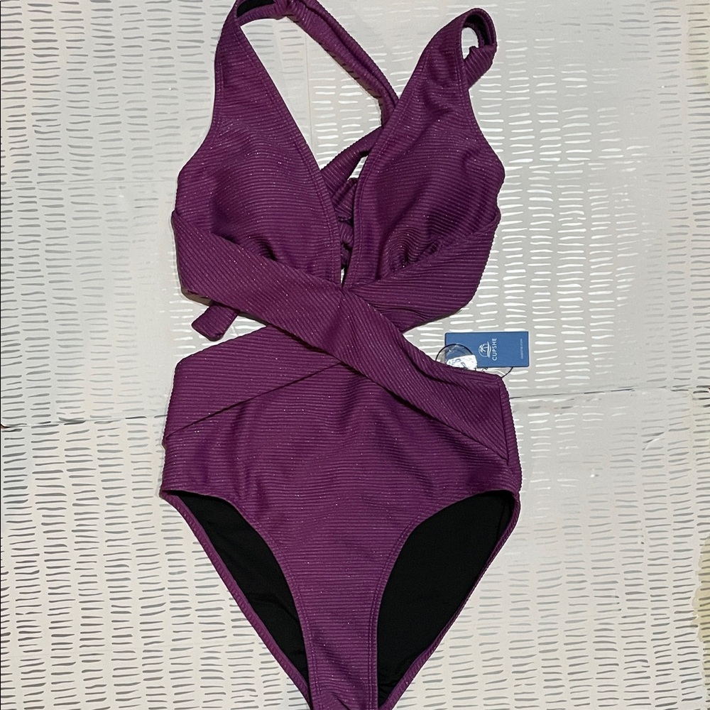 Cupshe women’s side cut out One Piece Swimsuit in Deep Purple